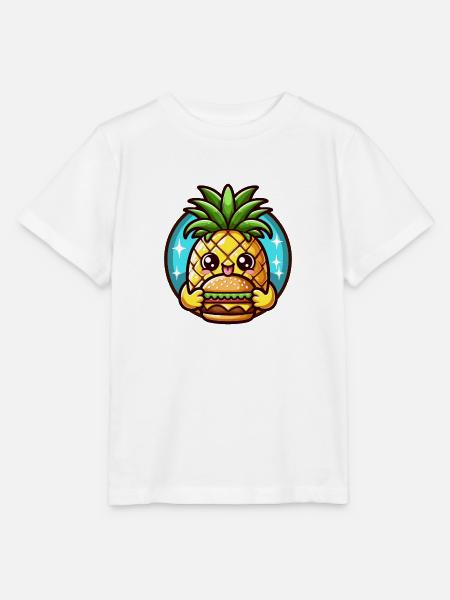 Süße Ananas isst einen Burger - Stanley/Stella Kinder T-Shirt MINI CREATOR  - Weiß