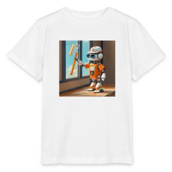 mignon petit orange futuriste vintage robots - T-shirt bio MINI CREATOR Stanley/Stella Enfant - blanc - Devant - Maike (125cm)