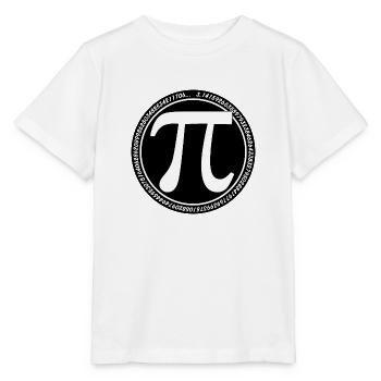 Symbole Pi rond Blanc sur Noir mod long Pi Grec - T-shirt bio MINI CREATOR Stanley/Stella Enfant - blanc - Devant - Maike (125cm)