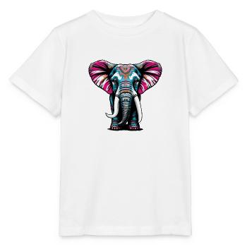 Farbenfroher Elefant - Stanley/Stella Kinder T-Shirt MINI CREATOR  - Weiß - Vorne - Maike (125cm)