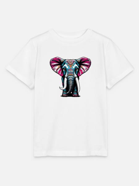 Farbenfroher Elefant - Stanley/Stella Kinder T-Shirt MINI CREATOR  - Weiß