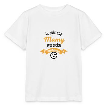 mamie avec option raleuse - T-shirt bio MINI CREATOR Stanley/Stella Enfant - blanc - Devant - Maike (125cm)
