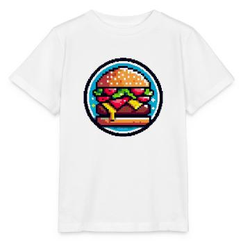 Pixel Retro Burger - Stanley/Stella Kinder T-Shirt MINI CREATOR  - Weiß - Vorne - Maike (125cm)