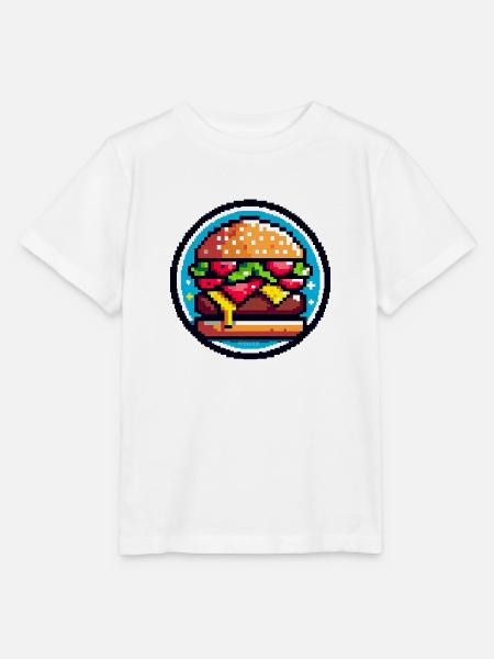 Pixel Retro Burger - Stanley/Stella Kinder T-Shirt MINI CREATOR - Weiß