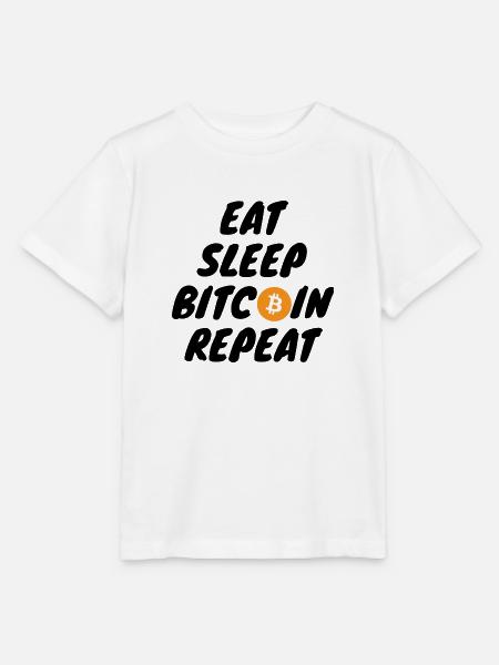 Krypto Eat sleep bitcoin repeat - Stanley/Stella Kinder T-Shirt MINI CREATOR - Weiß