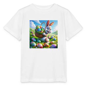 ein fröhlicher osterhase auf einer grüner Wiese - Stanley/Stella Kinder T-Shirt MINI CREATOR  - Weiß - Vorne - Maike (125cm)