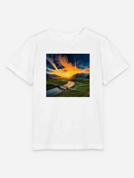 Landschaft mit Sonnenuntergang - Stanley/Stella Kinder T-Shirt MINI CREATOR  - Weiß