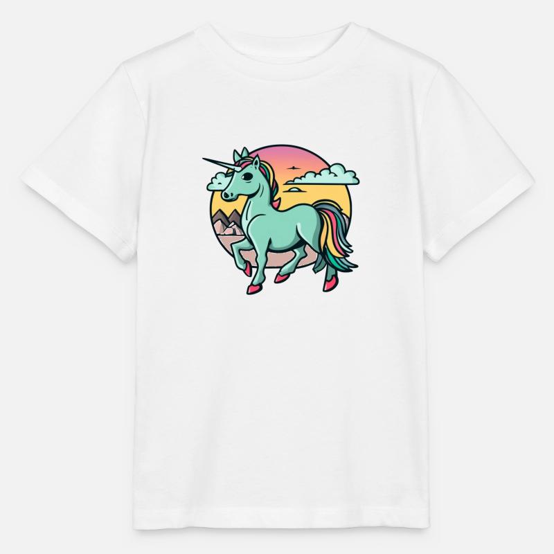 Smaragdgrünes Einhorn am Himmel - Stanley/Stella Kinder T-Shirt MINI CREATOR  - Weiß