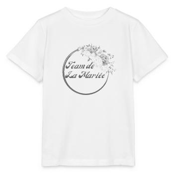Team der weißen Blumenbraut - Junggesellinnenabschied Geschenkidee - Stanley/Stella Kinder T-Shirt MINI CREATOR  - Weiß - Vorne - Maike (125cm)