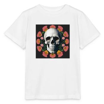 Flower-Skull - Stanley/Stella Kinder T-Shirt MINI CREATOR  - Weiß - Vorne - Maike (125cm)