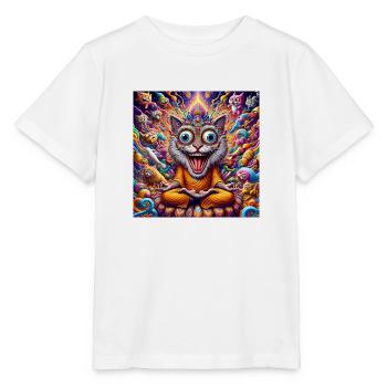 Gato Loco Crazy Meditation Cat Crazy YogaCat - Stanley/Stella MINI CREATOR Kids’ T-Shirt - white - Front - Maike (125cm)