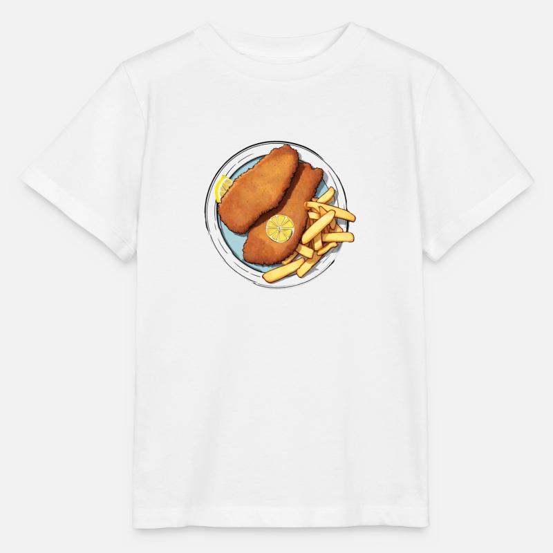 Escalope avec frites et une tranche de citron - T-shirt bio MINI CREATOR Stanley/Stella Enfant - blanc