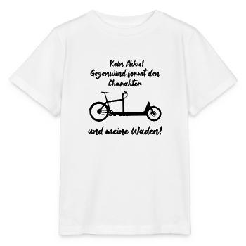 Kein Akku Gegenwind formt den Charakter und Waden - Stanley/Stella Kinder T-Shirt MINI CREATOR  - Weiß - Vorne - Maike (125cm)