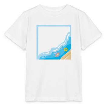 Summer beach with a person swimming - Stanley/Stella MINI CREATOR Kids’ T-Shirt - white - Front - Maike (125cm)