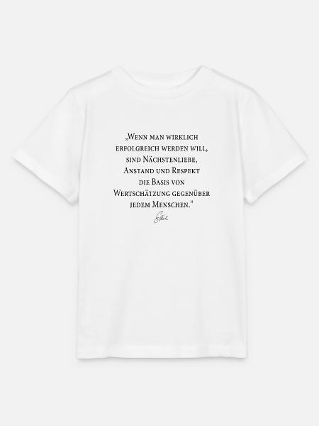 "Erfolg durch Nächstenliebe, Anstand, Respekt" - Stanley/Stella Kinder T-Shirt MINI CREATOR - Weiß
