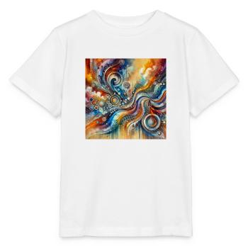 Farbenpraechtige Sinfonie - Abstraktes Gemälde - Stanley/Stella Kinder T-Shirt MINI CREATOR  - Weiß - Vorne - Maike (125cm)