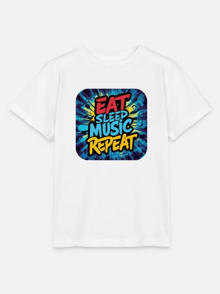 Essen Schlaf Musik Wiederholen - Stanley/Stella Kinder T-Shirt MINI CREATOR  - Weiß