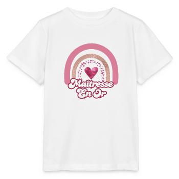 maîtresse en or rainbow rose - cadeau maîtresse - T-shirt bio MINI CREATOR Stanley/Stella Enfant - blanc - Devant - Maike (125cm)