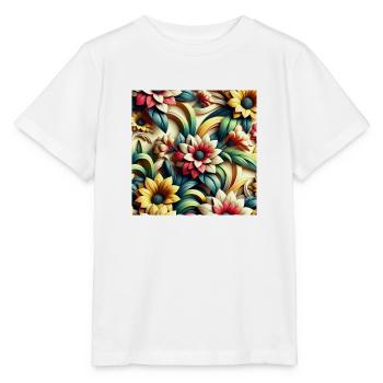 Blumenmuster 3D Effekt - Stanley/Stella Kinder T-Shirt MINI CREATOR  - Weiß - Vorne - Maike (125cm)