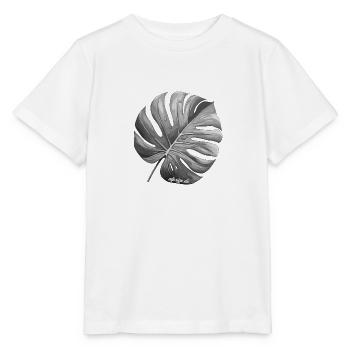 Monstera feuille fenêtre feuille design AlpSign.de - T-shirt bio MINI CREATOR Stanley/Stella Enfant - blanc - Devant - Maike (125cm)