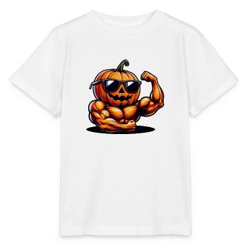 Cool muscular halloween pumpkin - Stanley/Stella MINI CREATOR Kids’ T-Shirt - white - Front - Maike (125cm)