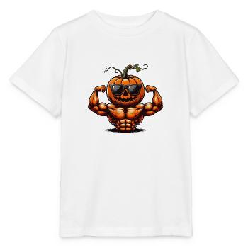 Muscular Halloween Pumpkin - Stanley/Stella MINI CREATOR Kids’ T-Shirt - white - Front - Maike (125cm)
