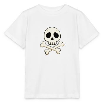 Cartoon Totenkopf mit gekreuzten Knochen - Stanley/Stella Kinder T-Shirt MINI CREATOR  - Weiß - Vorne - Maike (125cm)