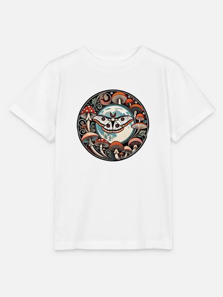 Luna Moth und Pilze - Stanley/Stella Kinder T-Shirt MINI CREATOR - Weiß