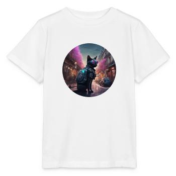 A cyberpunk cat - Stanley/Stella MINI CREATOR Kids’ T-Shirt - white - Front - Maike (125cm)