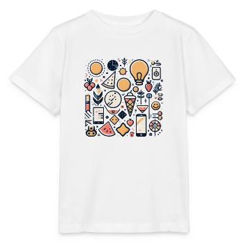 Colorful Icons and Symbols - Stanley/Stella MINI CREATOR Kids’ T-Shirt - white - Front - Maike (125cm)
