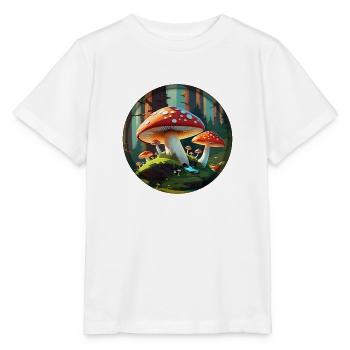 Champignon - Amanita muscaria dans la forêt 001 - T-shirt bio MINI CREATOR Stanley/Stella Enfant - blanc - Devant - Maike (125cm)