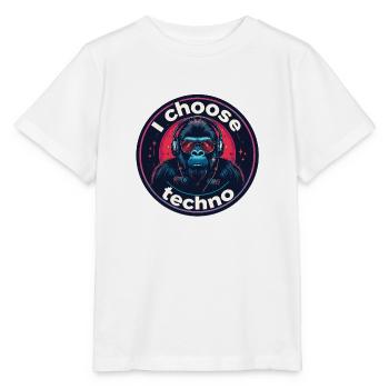 Gorilla i choose techno - Stanley/Stella Kinder T-Shirt MINI CREATOR  - Weiß - Vorne - Maike (125cm)