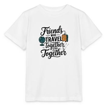 Friends Together adevnture citation de voyage texte art - T-shirt bio MINI CREATOR Stanley/Stella Enfant - blanc - Devant - Maike (125cm)
