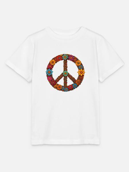 Friedenssymbol mit Blumen - Stanley/Stella Kinder T-Shirt MINI CREATOR - Weiß