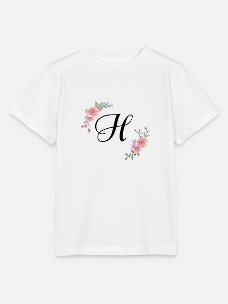Rosa Blumenbuchstabe h - Stanley/Stella Kinder T-Shirt MINI CREATOR - Weiß