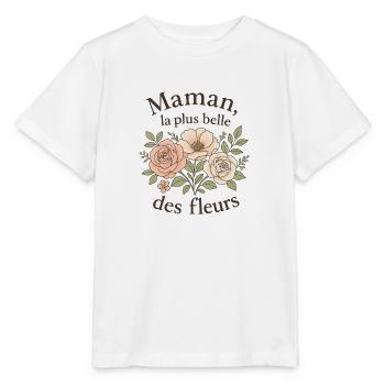 Maman la plus belle des fleurs - T-shirt bio MINI CREATOR Stanley/Stella Enfant - blanc - Devant - Maike (125cm)