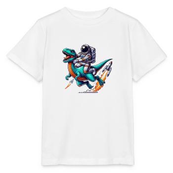 Dinosaure astronaute - T-shirt bio MINI CREATOR Stanley/Stella Enfant - blanc - Devant - Maike (125cm)