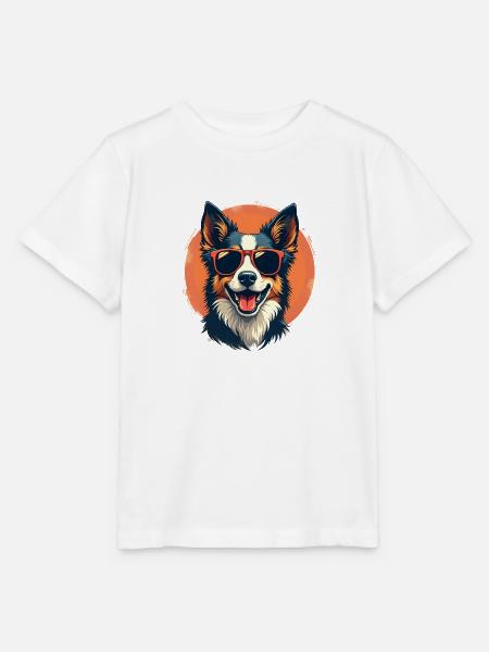 Lächelnder Hund im Retrodesign - Stanley/Stella Kinder T-Shirt MINI CREATOR  - Weiß