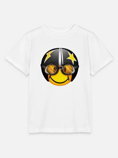 Smiley Racer Helmet - Stanley/Stella Kinder T-Shirt MINI CREATOR - Weiß