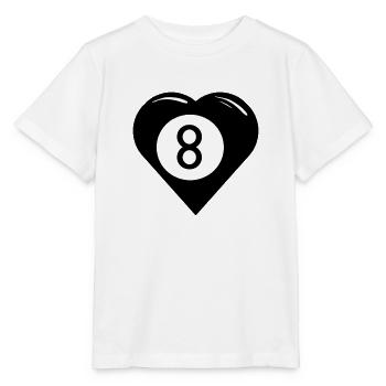 Billard Coeur (Snooker, Billard), Ball-8 - T-shirt bio MINI CREATOR Stanley/Stella Enfant - blanc - Devant - Maike (125cm)