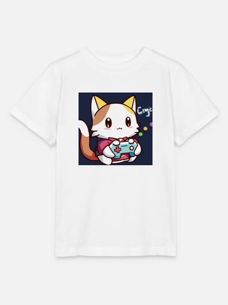 kaweii cat playing computer games - Stanley/Stella Kinder T-Shirt MINI CREATOR  - Weiß