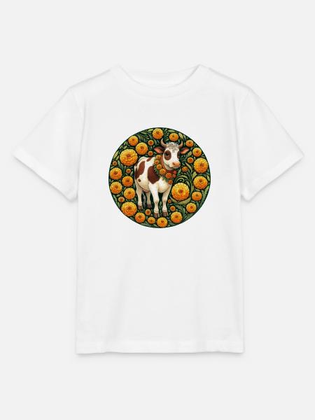 Ringelblumen-Kuh - Stanley/Stella Kinder T-Shirt MINI CREATOR - Weiß