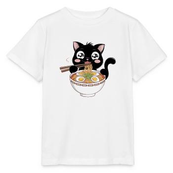 Cat Ramen Noodle Japanese Anime Manga Ramen Kawaii - Stanley/Stella Kinder T-Shirt MINI CREATOR  - Weiß - Vorne - Maike (125cm)