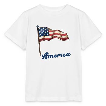 Amerika Fahne - Stanley/Stella Kinder T-Shirt MINI CREATOR  - Weiß - Vorne - Maike (125cm)