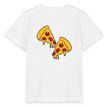 2 pizzas morceaux de fromage dégoulinant de salami - T-shirt bio MINI CREATOR Stanley/Stella Enfant - blanc - Devant - Maike (125cm)