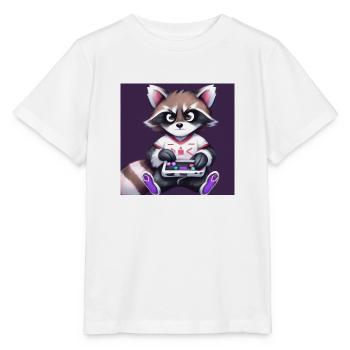 Kaweii Racoon Playing Computer Games - Stanley/Stella MINI CREATOR Kids’ T-Shirt - white - Front - Maike (125cm)