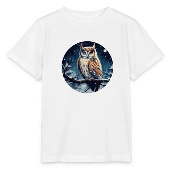 Uhu in Winternacht - Stanley/Stella Kinder T-Shirt MINI CREATOR  - Weiß - Vorne - Maike (125cm)