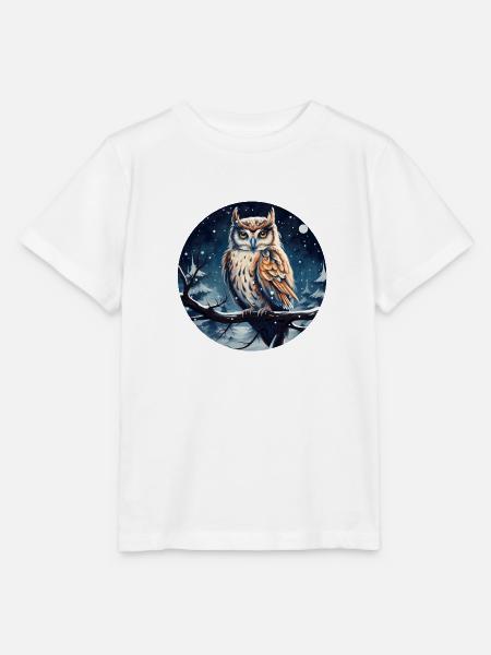 Uhu in Winternacht - Stanley/Stella Kinder T-Shirt MINI CREATOR - Weiß