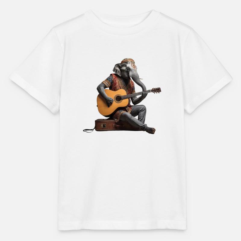 Héléphant guitare - T-shirt bio MINI CREATOR Stanley/Stella Enfant - blanc