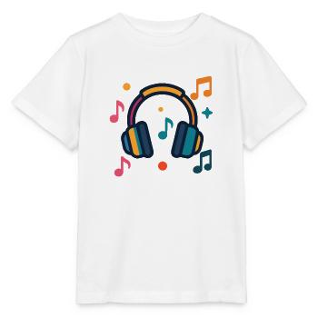 Kopfhörer und Notizen - Stanley/Stella Kinder T-Shirt MINI CREATOR  - Weiß - Vorne - Maike (125cm)
